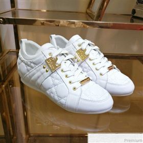 Dior Low-top Sneakers in Cannage Calfskin Leather White/Gold 2019 (DLY-9031145)
