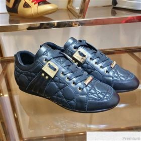 Dior Low-top Sneakers in Cannage Calfskin Leather Black/Gold 2019 (DLY-9031147)