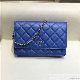 Chanel Iridescent Grained Calfskin Wallet on Chain WOC AP0315 Blue 2019 (SMJD-9041125)