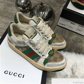 Gucci Womens Screener Leather Sneaker ‎570442 Beige 2019 (HZX-9030806)