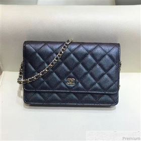 Chanel Iridescent Grained Calfskin Wallet on Chain WOC AP0315 Black 2019 (SMJD-9041126)