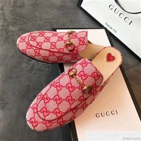 Gucci Princetown GG Canvas Flat Slipper Mules 475094 Red 2019 (EM-9030911)