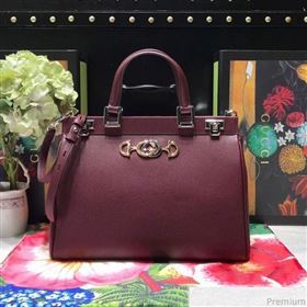 Gucci Zumi Grainy Leather Medium Top Handle Bag ‎564714 Burgundy 2019 (JM-9041219)