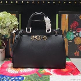 Gucci Zumi Grainy Leather Medium Top Handle Bag ‎564714 Black 2019 (JM-9041220)