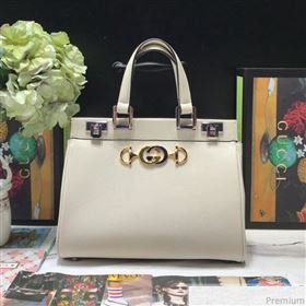 Gucci Zumi Grainy Leather Small Top Handle Bag ‎569712 White 2019 (JM-9041221)