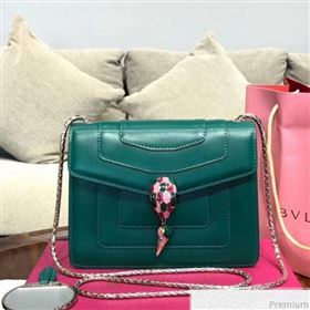 Bvlgari Serpenti Forever Flap Shoulder Bag 20cm Green/Pink (BGJ-9041143)