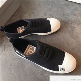 Chanel Fabric CC Logo Patch Sneakers Black 2019 (EM-9041329)