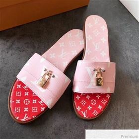 Louis Vuitton Lock It Flat Slide Sandals 1A580R Pink/Red 2019 (EM-9041331)