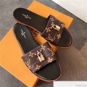 Louis Vuitton Lock It Flat Slide Sandals 1A4XXG Monogram Canvas 2019 (EM-9041333)