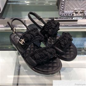 Chanel Cord Flat Sandals G34155 Black 2019 (XO-9041626)