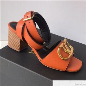 Valentino Go Logo Calfskin Heel Sandals Orange 2019 (HZJ-9041641)