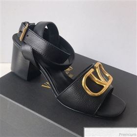 Valentino Go Logo Calfskin Heel Sandals Black 2019 (HZJ-9041642)
