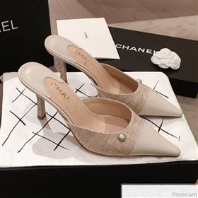 Chanel Pointed Heel Mules Pale Gray 2019 (KL-9041647)