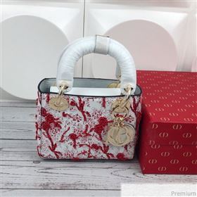 Dior Mini Lady Dior in Flower Embroidered Bag Red 2019 (XYD-9031521)