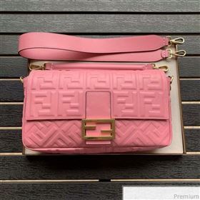 Fendi Baguette Large FF Logo Lambskin Flap Bag Pink 2019 (CL-9031538)