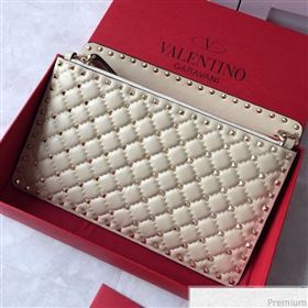 Valentino Lambskin Rockstud Spike Clutch White 2019 (JDP-9031603)