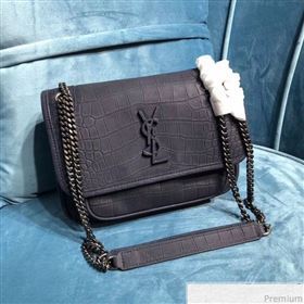 Saint Laurent Niki Baby Chain Bag in Matte Crocodile Leather 533037 Blue 2019 (2A084-9031609)