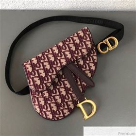 Dior CD Oblique Canvas Saddle Belt Bag Burgundy 2019 (WEIP-9031613)