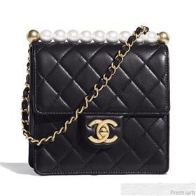 Chanel Lambskin Pearls Flap Bag AS0584 Black 2019 (JDH-9031406)