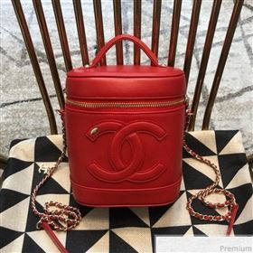 Chanel CC Lambskin Vanity Case Top Handle Bag Red 2019 (JDH-9031409)