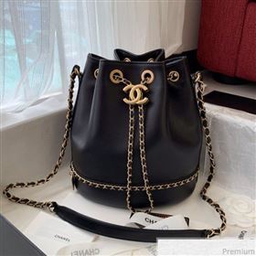 Chanel Lambskin Drawstring Bucket Bag AS0373 Black 2019 (BLWX-9031415)