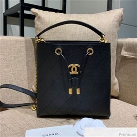 Chanel Drawstring Bucket Top Handle Bag in Grained Calfskin AS0310 Black 2019 (SSZ-9031426)