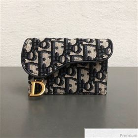 Dior Saddle Coin Purse in Blue Oblique Jacquard Canvas (WEIP-9031903)