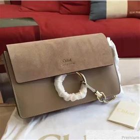 Chloe Small Suede/Smooth Calfskin Faye Bag Motty Grey 2016 (2A118-7010601)