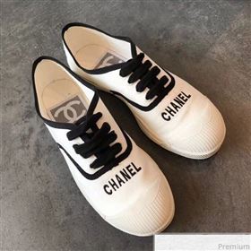 Chanel Soft Fabric Lace-up Sneaker White/Black 2019 (EM-9031919)