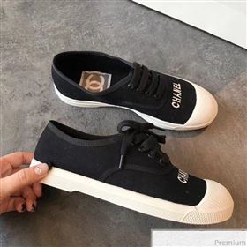 Chanel Soft Fabric Lace-up Sneaker Black/White Toe 2019 (EM-9031920)