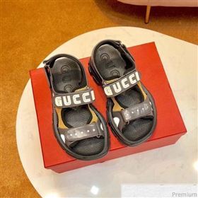 Gucci Flat Leather and Mesh Sandal 549909 Black/Yellow 2019(For Women and Men) (SIYA-9031947)