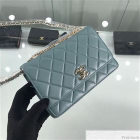 Chanel Metallic Band Lambskin Wallet on Chain WOC Bag Light Blue 2019 (HOT-9031801)