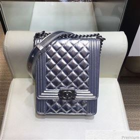 Chanel Metallic Leather Boy Flap Bag AS0130 Silver 2019 (AMY-9031806)
