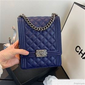 Chanel Grained Calfskin Boy Flap Bag AS0130 Royal Blue/Silver 2019 (SSZ-9031809)