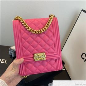 Chanel Grained Calfskin Boy Flap Bag AS0130 Pink/Gold 2019 (SSZ-9031810)
