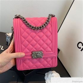Chanel Grained Calfskin Boy Flap Bag AS0130 Pink/Silver 2019 (SSZ-9031811)