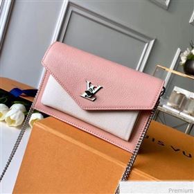 Louis Vuitton Pochette Mylockme Chain Shoulder Bag M63980 Pink/White 2019 (FANG-9031819)