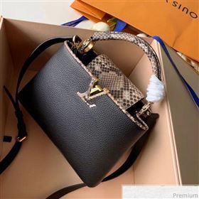 Louis Vuitton Capucines BB Python Top Handle Bag N95509 Black/Grey 2019 (FANG-9031823)