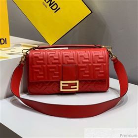 Fendi Baguette Large FF Logo Lambskin Flap Bag Red 2019 (CL-9031837)