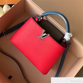 Louis Vuitton Capucines BB Top Handle Bag M52990 Red/Grey/Blue 2019 (FANG-9042323)