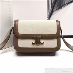 Celine Large Triomphe Bag in Textile and Khaki Calfskin 2019 (XYD-9042340)
