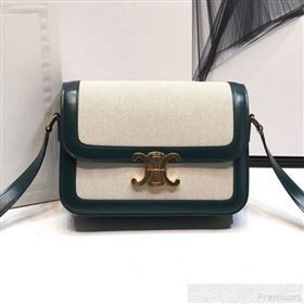 Celine Large Triomphe Bag in Textile and Green Calfskin 2019 (XYD-9042341)