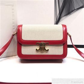 Celine Large Triomphe Bag in Textile and Red Calfskin 2019 (XYD-9042343)