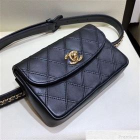 Chanel Lambskin Flap Waist Bag/Belt Bag A88612 Black 2019 (SMJD-9042247)
