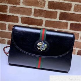 Gucci Rajah Leather Medium Shoulder Bag 564697 Black 2019 (DLH-9042640)