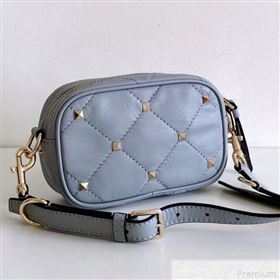 Valentino Small Quilted Boomstud Crossbody Camera Bag Light Blue 2019 (JJ3-9042710)