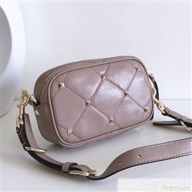 Valentino Small Quilted Boomstud Crossbody Camera Bag Dusty Pink 2019 (JJ3-9042711)