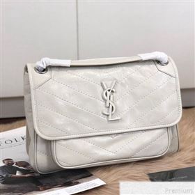 Saint Laurent Medium Niki Chain Bag in Vintage Leather 498894 White 2019 (KTS-9042713)