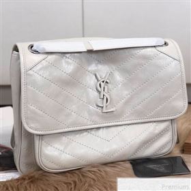 Saint Laurent Large Niki Chain Bag in Vintage Leather 498830 White 2019 (KTS-9042714)