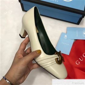 Gucci Leather Mid-heel Pump with Half Moon GG 565600 White 2019 (ANDI-9042859)